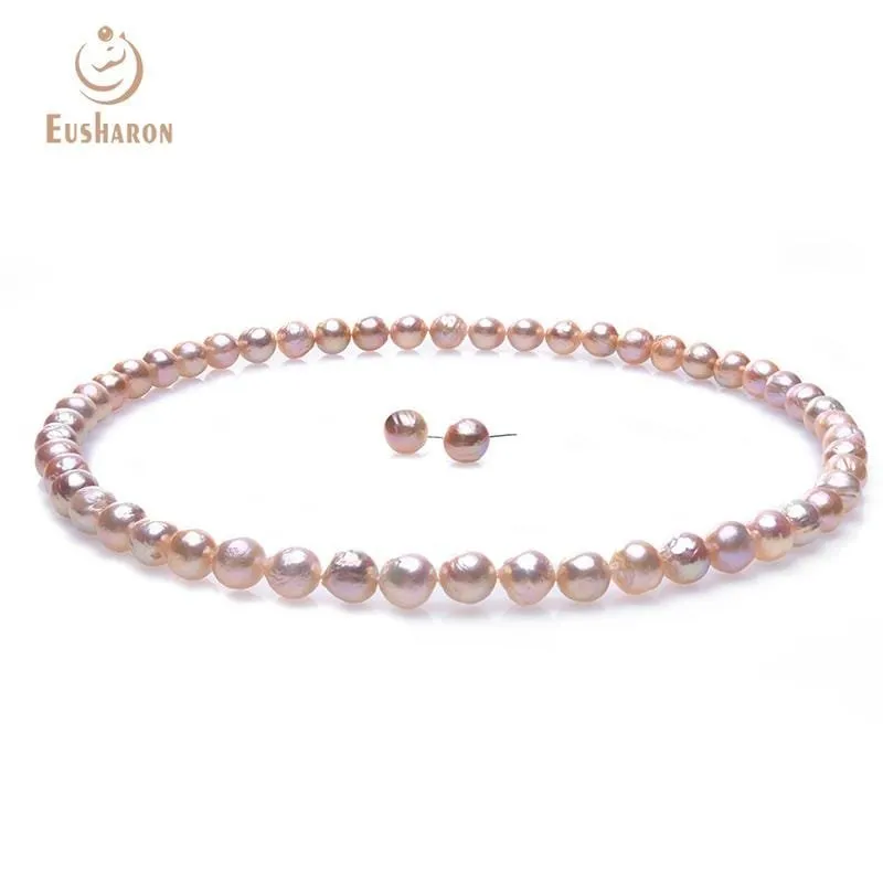 11-14mm Edison Pink Round Baroque Pearl Jewelry Set