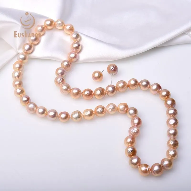 11-14mm Edison Pink Round Baroque Pearl Jewelry Set