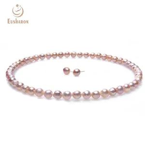 11-14mm Edison Pink Round Baroque Pearl Jewelry Set