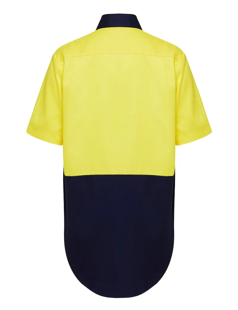 4 x Hard Yakka Core Hi Vis 2 Tone Short Sleeve Lightweight Vented Shirt - Yellow
