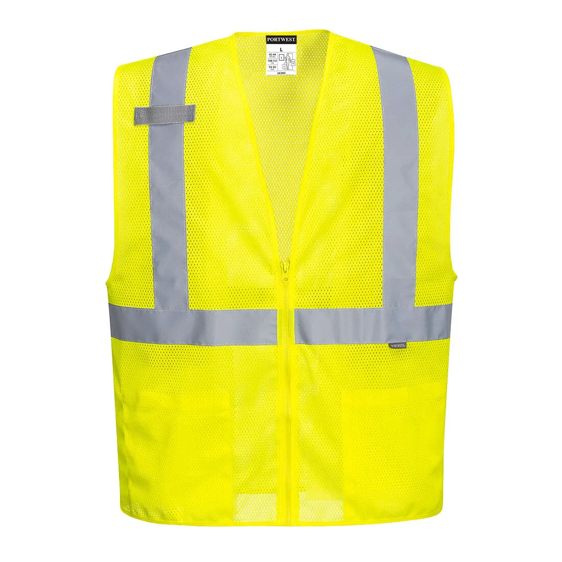 (6/Case) Class 2 Portwest Economy Mesh Zipper Vest Yellow
