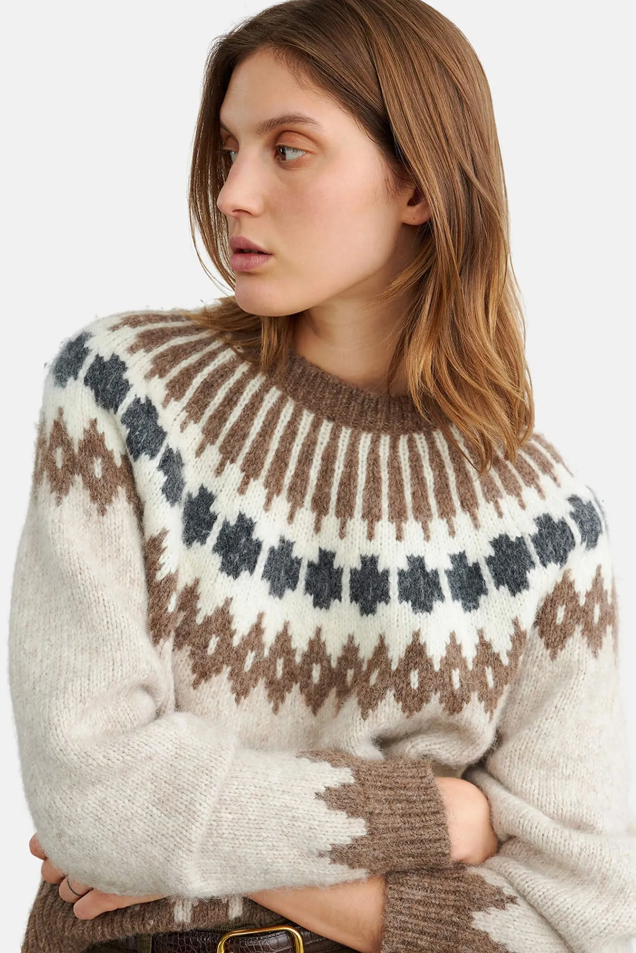 Alena Sweater Oatmeal Fairisle