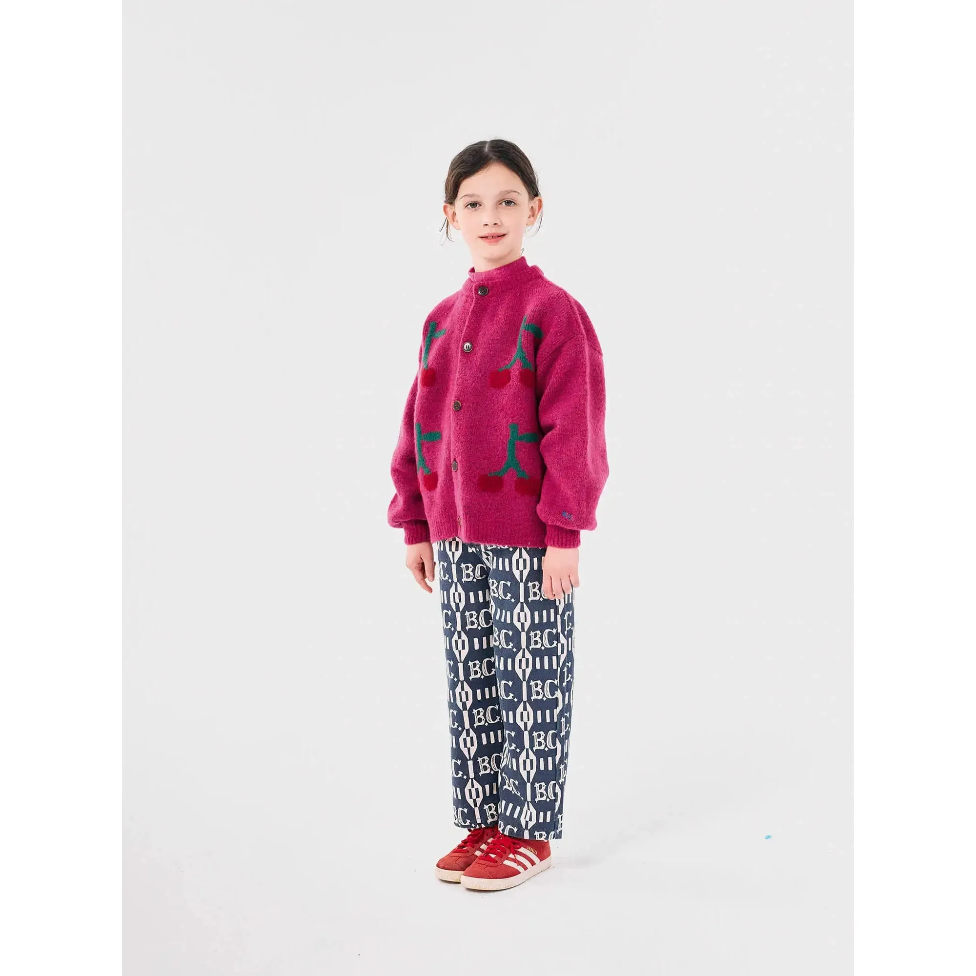 Bobo Choses Bobo Cherry Intarsia Cardigan - Fuchsia