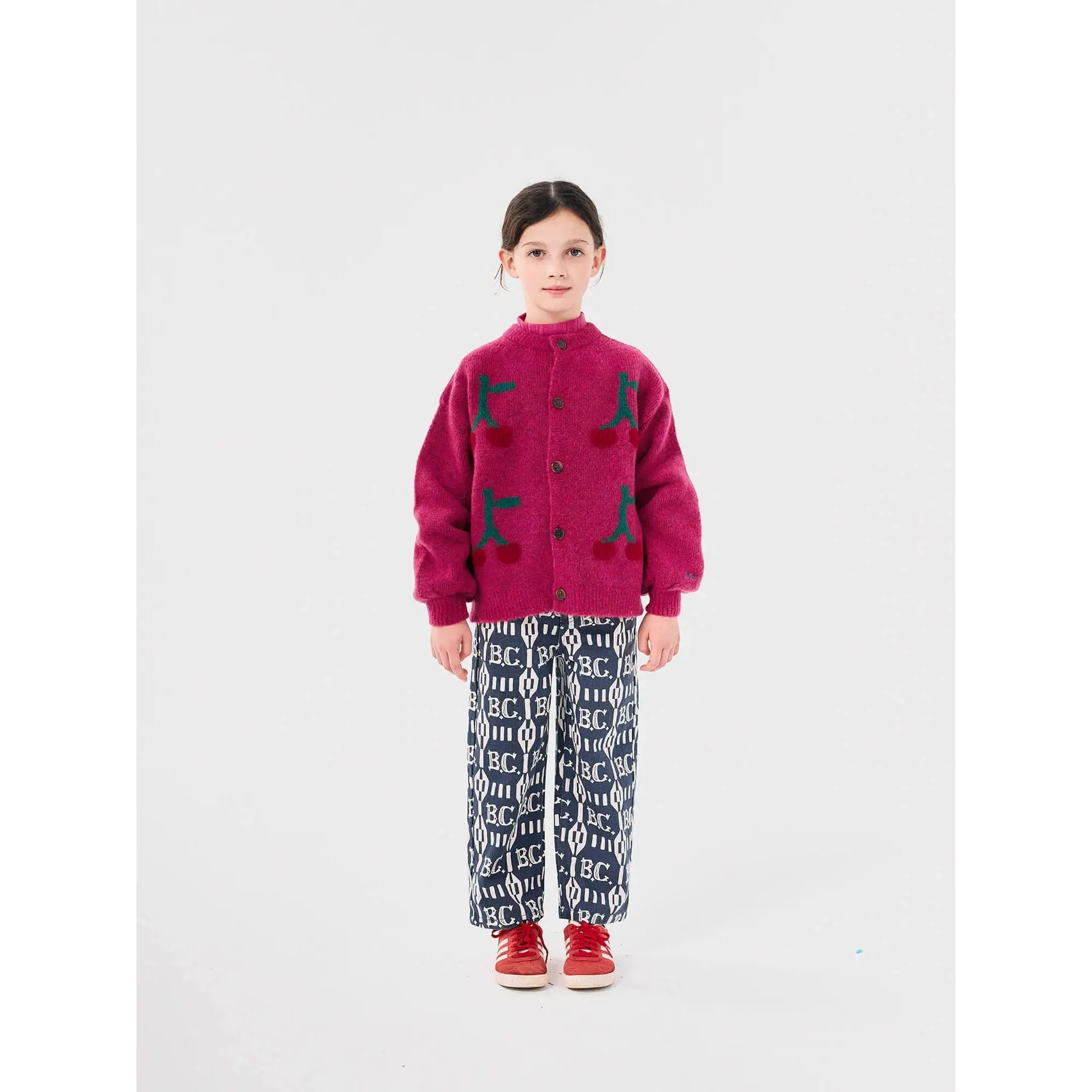 Bobo Choses Bobo Cherry Intarsia Cardigan - Fuchsia