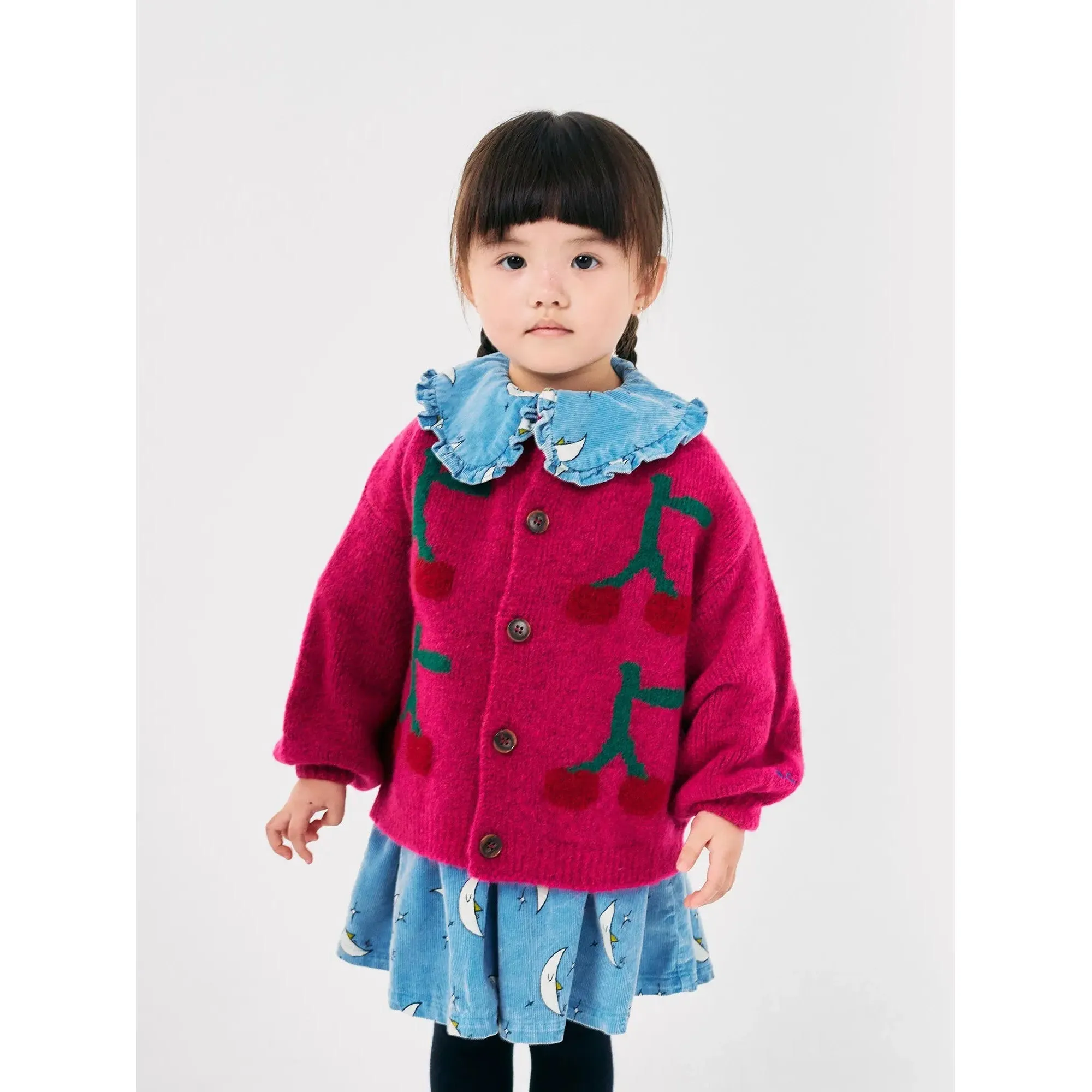 Bobo Choses Bobo Cherry Intarsia Cardigan - Fuchsia