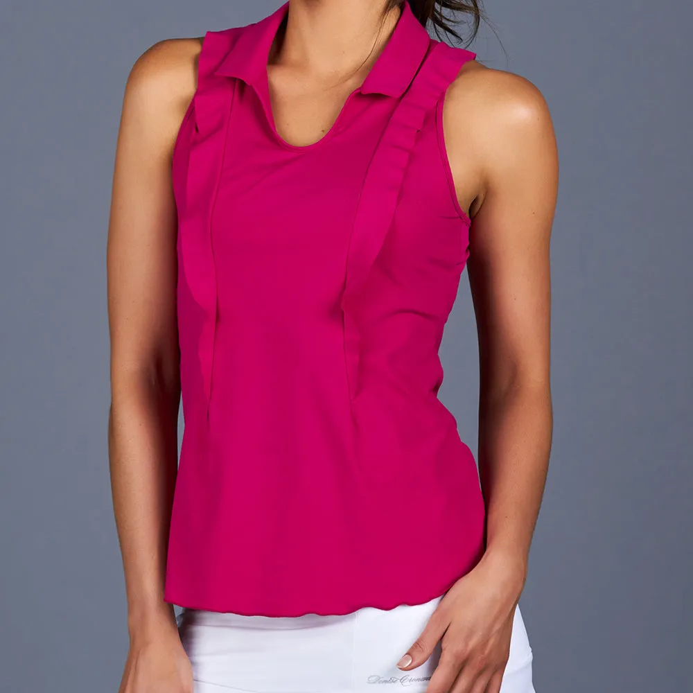 Boho Luxe Sleeveless Collar Top (fuchsia)