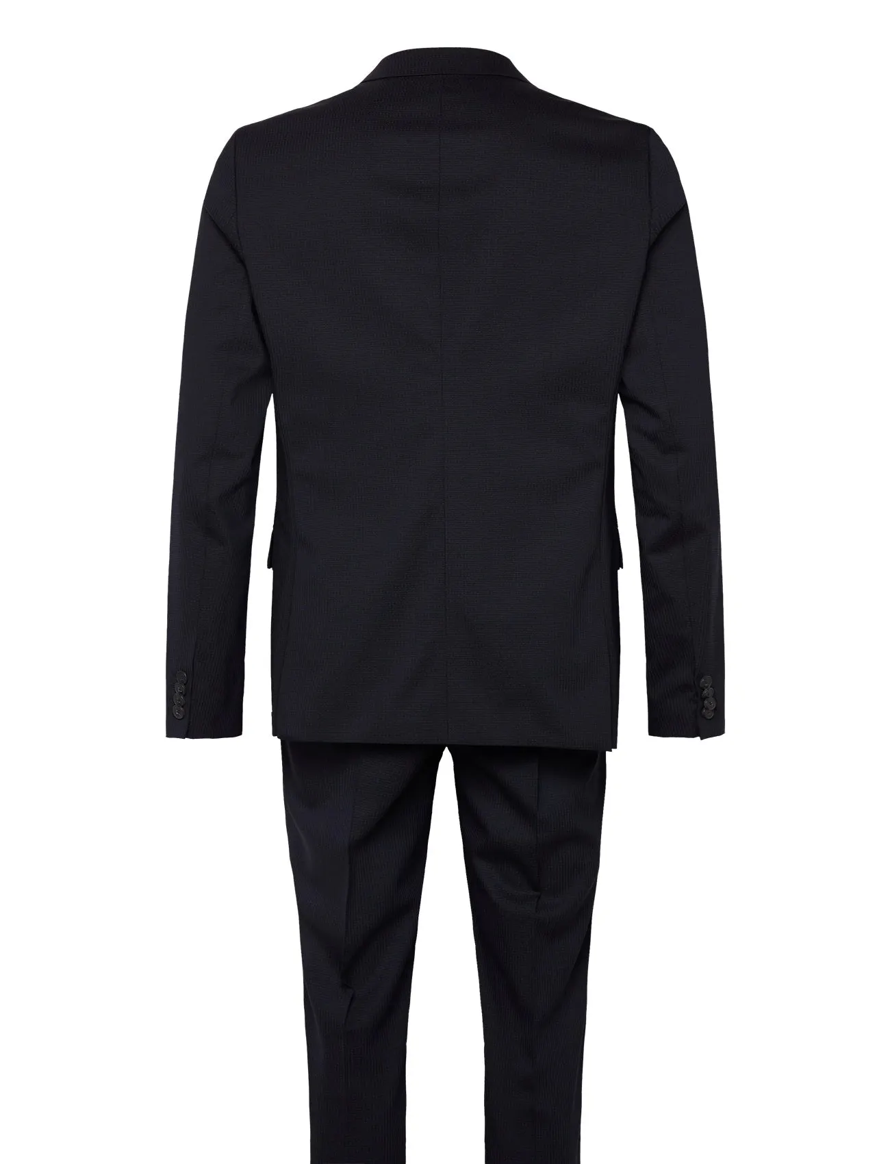 BOSS - H-HOUSTON-2PCS-252 Dark Blue Textured Wool Slim Fit Suit 50540749 404