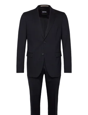 BOSS - H-HOUSTON-2PCS-252 Dark Blue Textured Wool Slim Fit Suit 50540749 404
