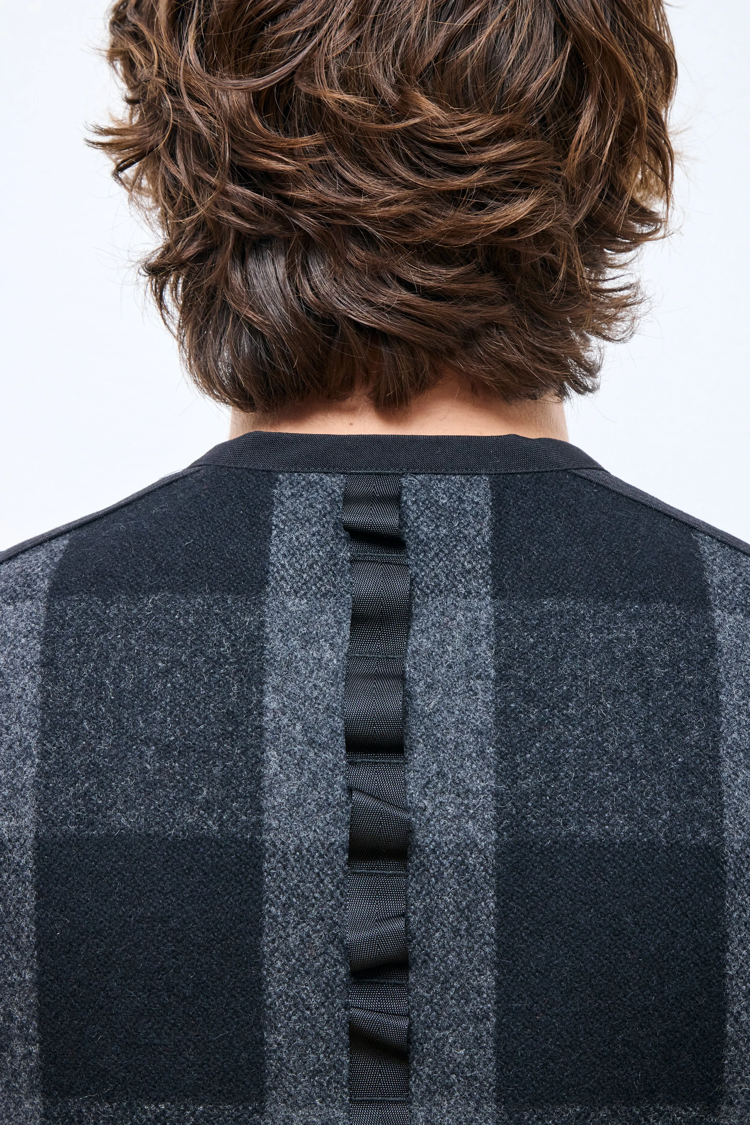 Buffalo Check 3Way Collar Bush Hike Vest Charcoal