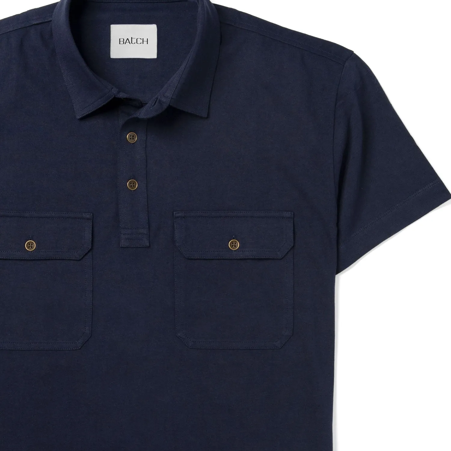 Constructor Short Sleeve Polo Shirt –  Navy Cotton Jersey