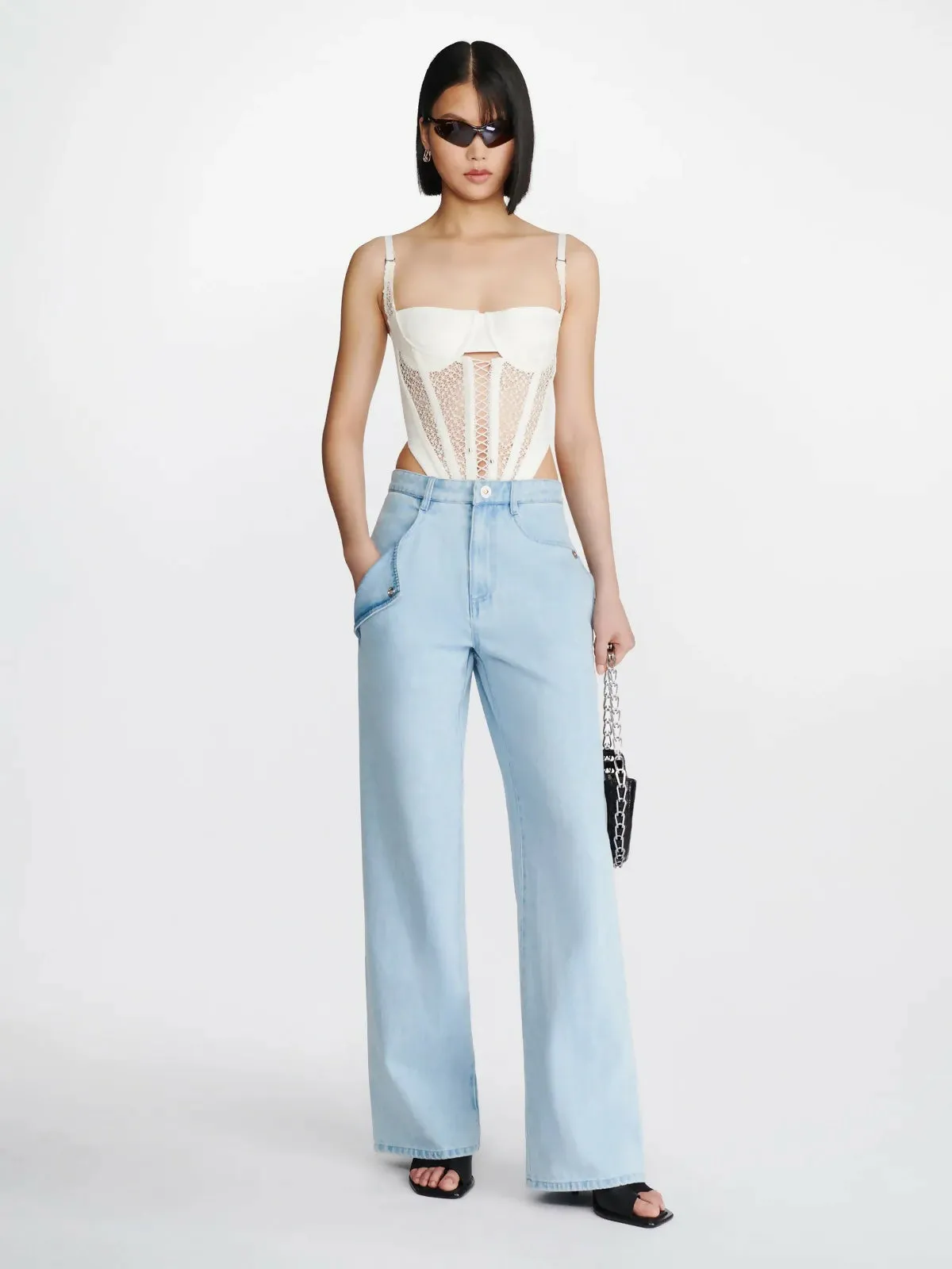 Dion Lee Corded Lace Corset White Size 8-14