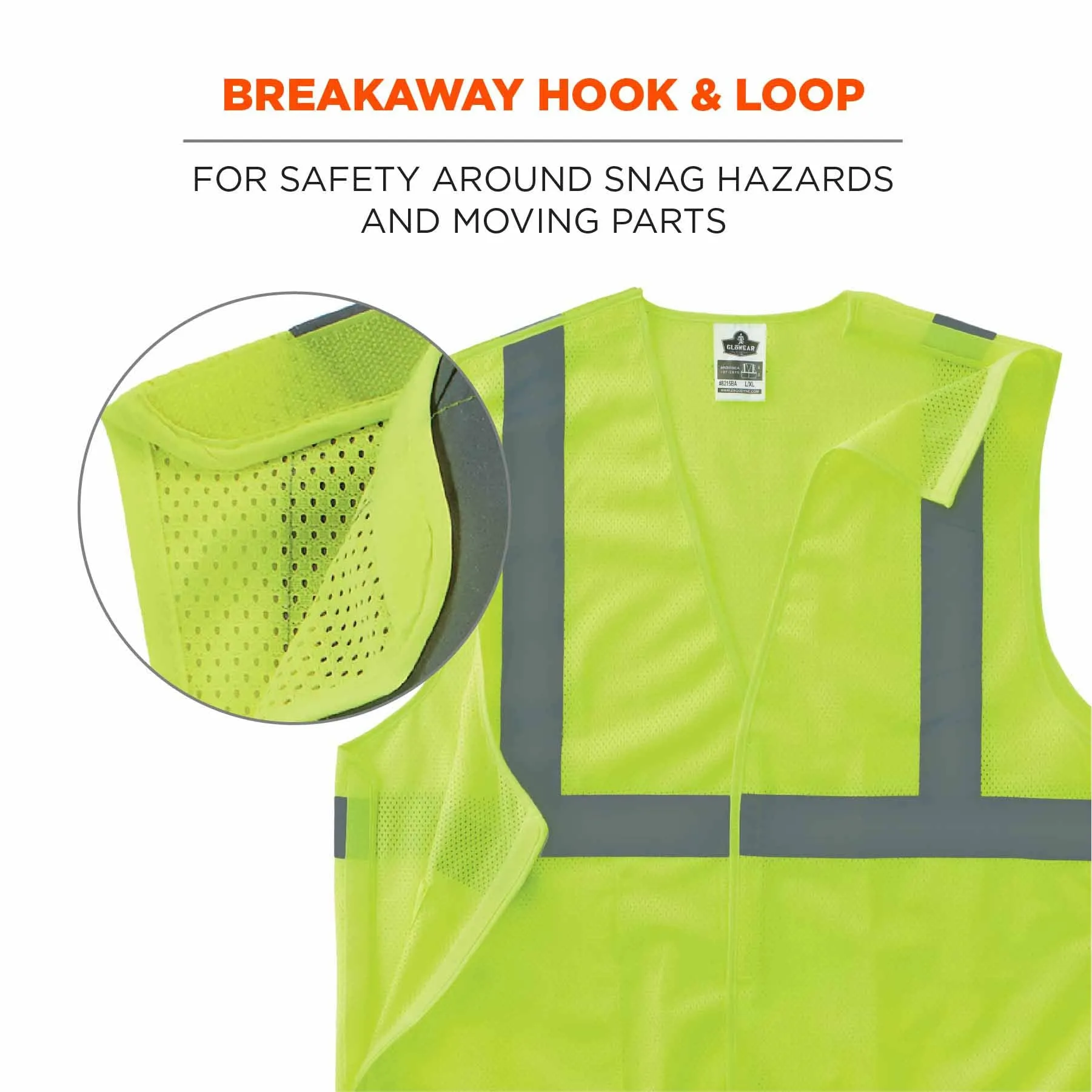 Ergodyne 24545 8215BA-S XL Lime Class 2 Economy Breakaway Mesh Vest - Single Size
