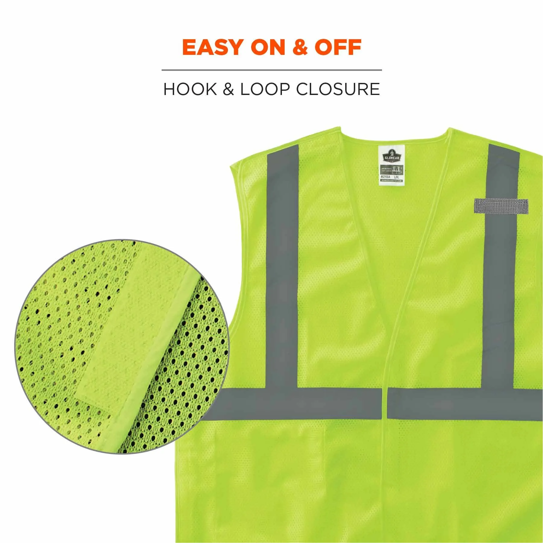 Ergodyne 24545 8215BA-S XL Lime Class 2 Economy Breakaway Mesh Vest - Single Size