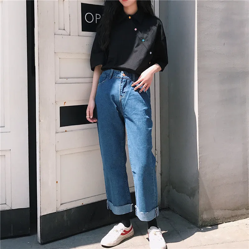 Feminine Blouse Summer Irregular Student Tops INS Hong Kong Vintage Loose Stand Collar Outerwear