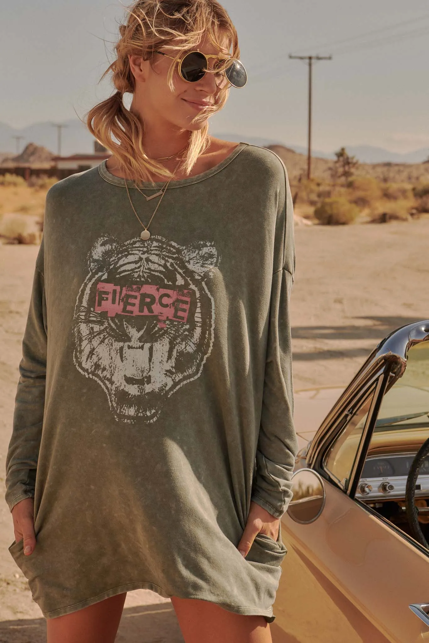 Fierce Vintage Long-Sleeve Graphic T-Shirt Dress