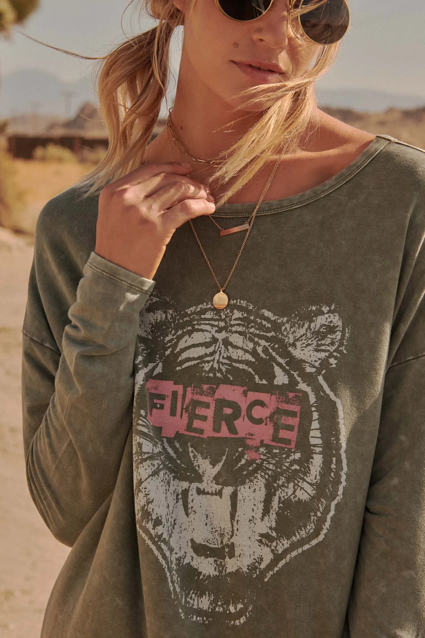 Fierce Vintage Long-Sleeve Graphic T-Shirt Dress