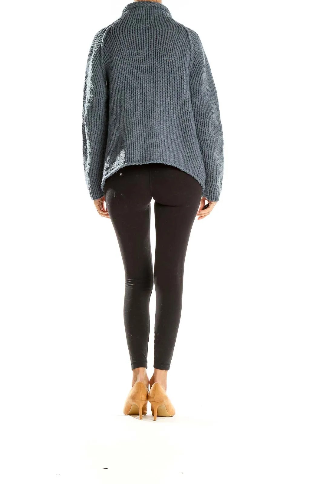 Gray Chunky Knit Open Front Cardigan