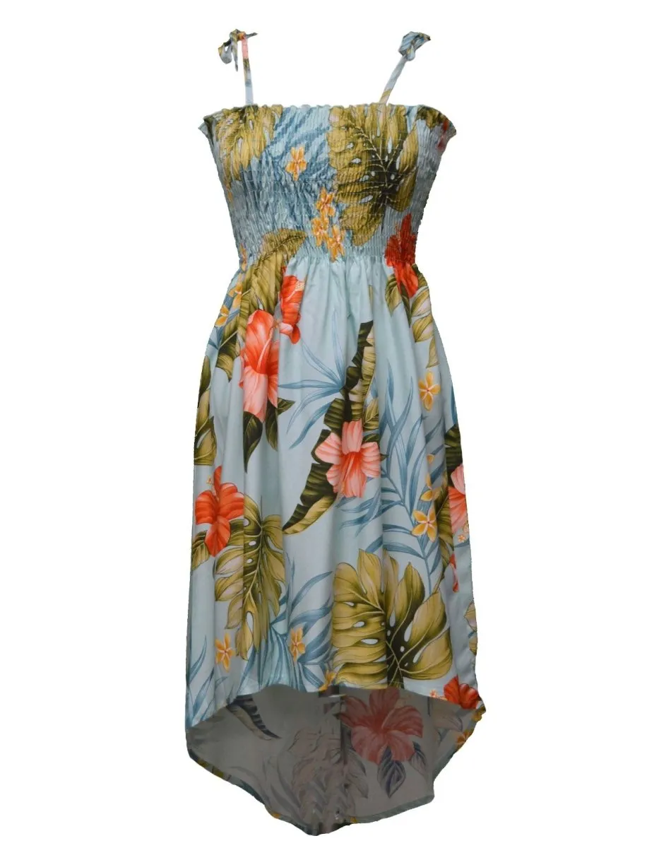 High Low Smock Midi Dress Waipio Hibiscus