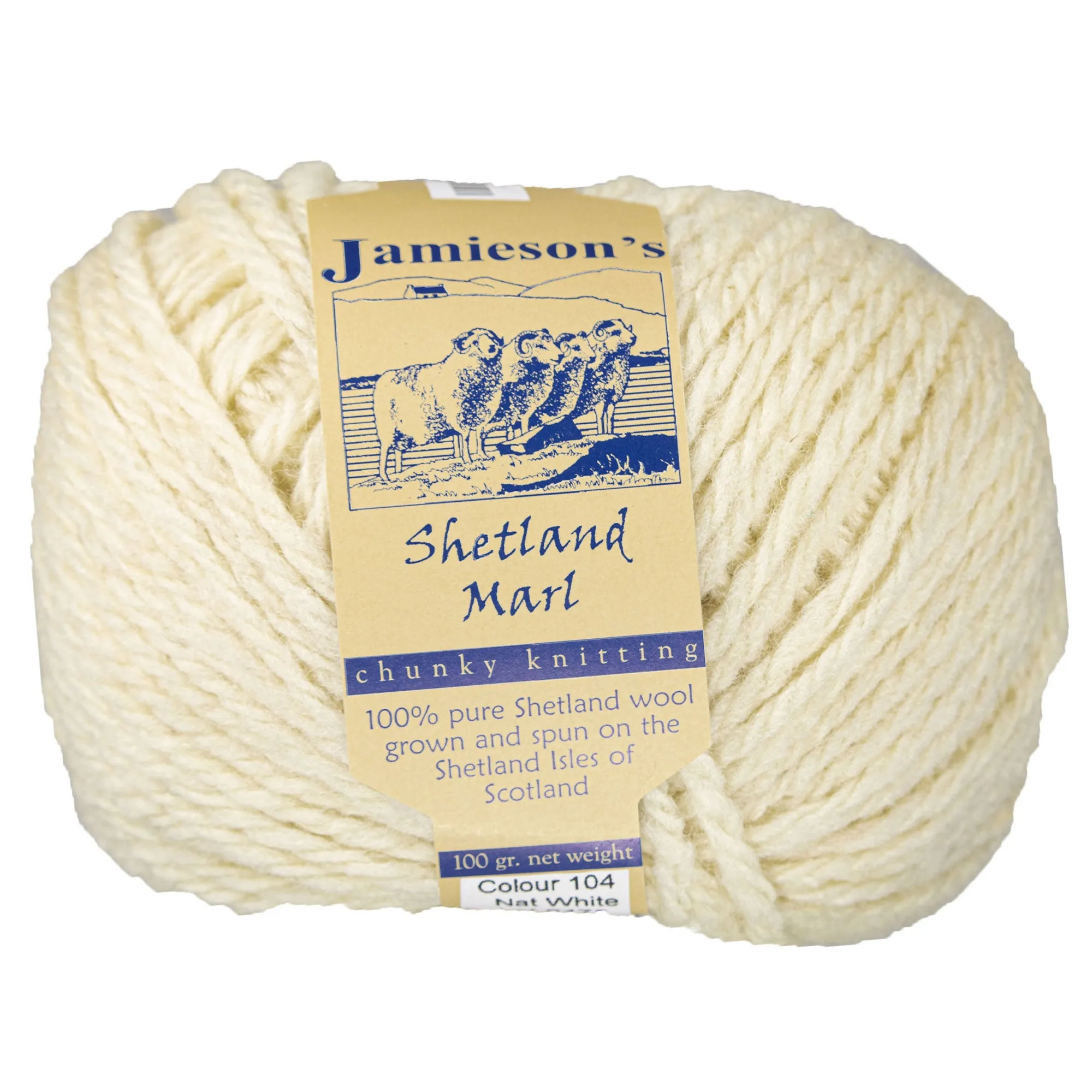 Jamieson's of Shetland Marl Chunky Yarn - 104 Natural White