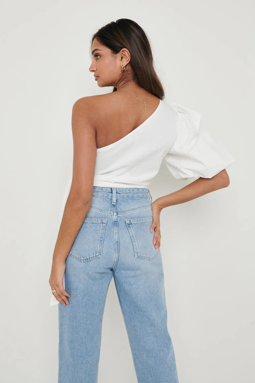 Josilyn One Shoulder Blouse - White