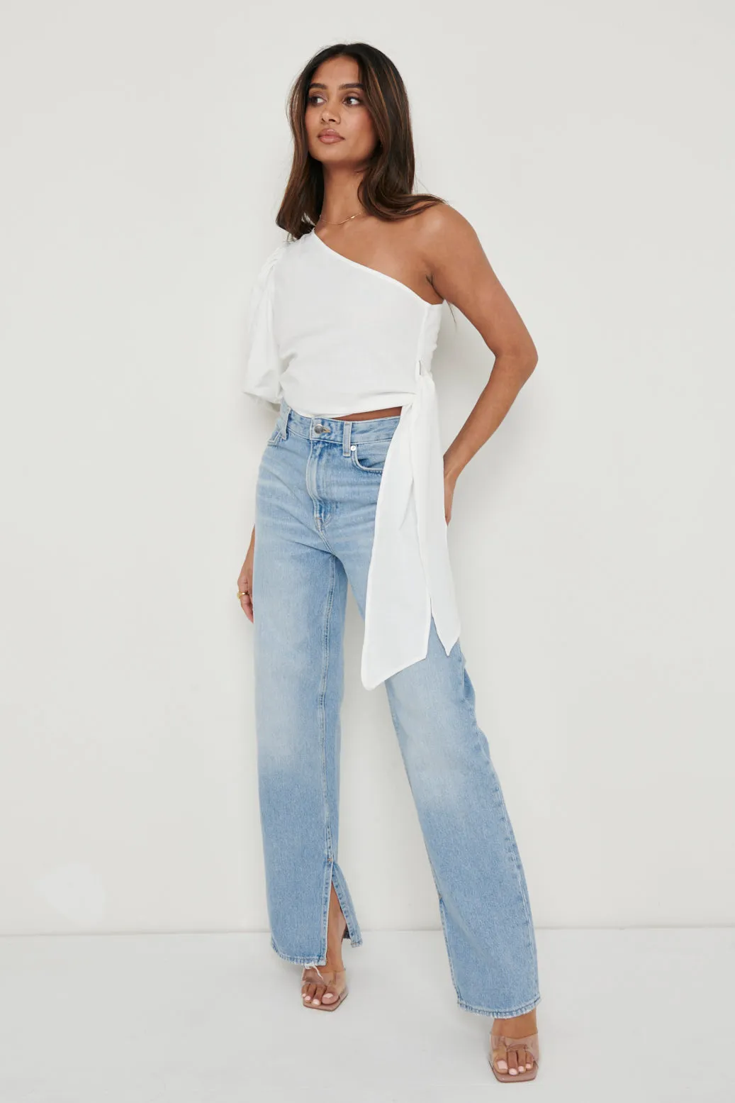 Josilyn One Shoulder Blouse - White