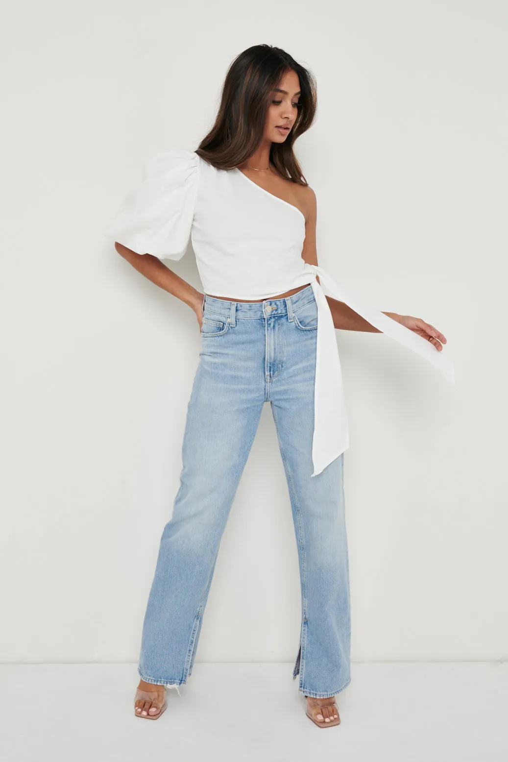Josilyn One Shoulder Blouse - White