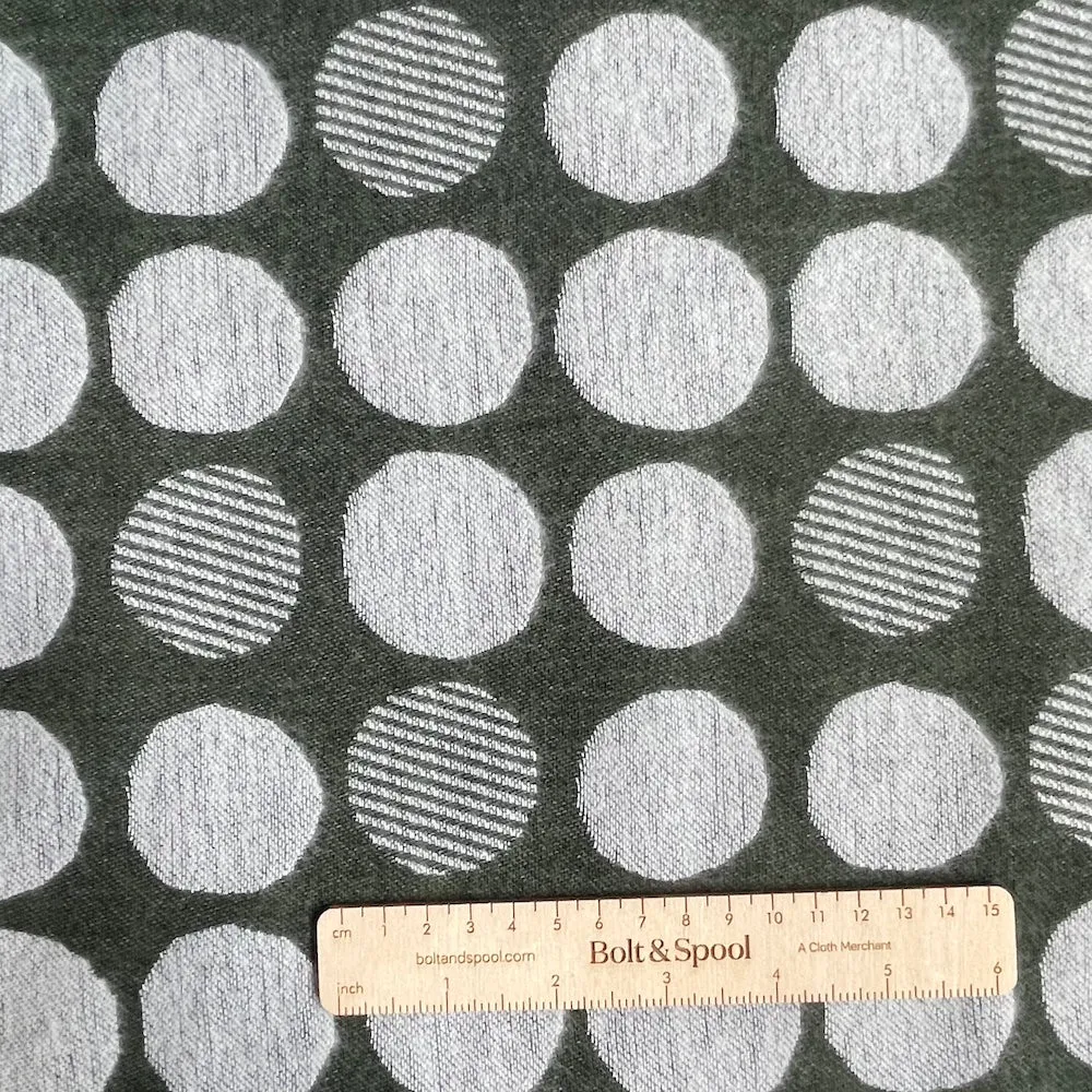 Kokka Brushed Cotton Jacquard - Green Spots