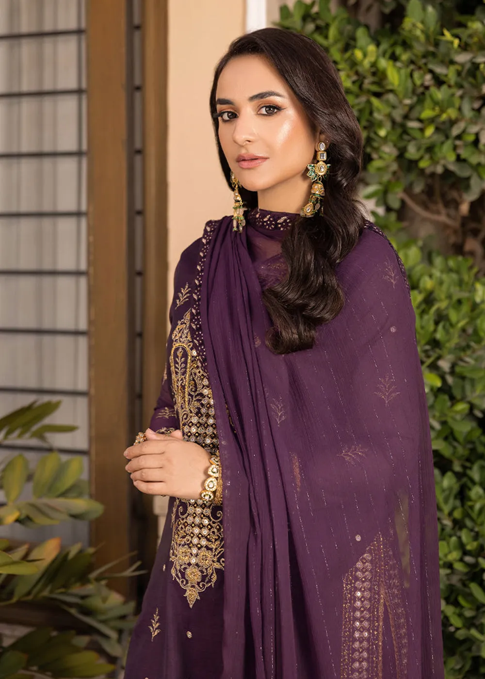 Mauve Purple Suit - Maahru, Noorie & Meerub '23 by Asim Jofa - AJSM-44