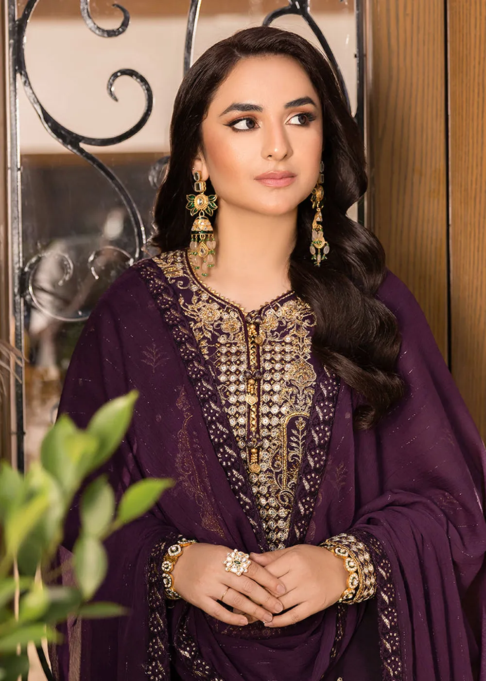 Mauve Purple Suit - Maahru, Noorie & Meerub '23 by Asim Jofa - AJSM-44