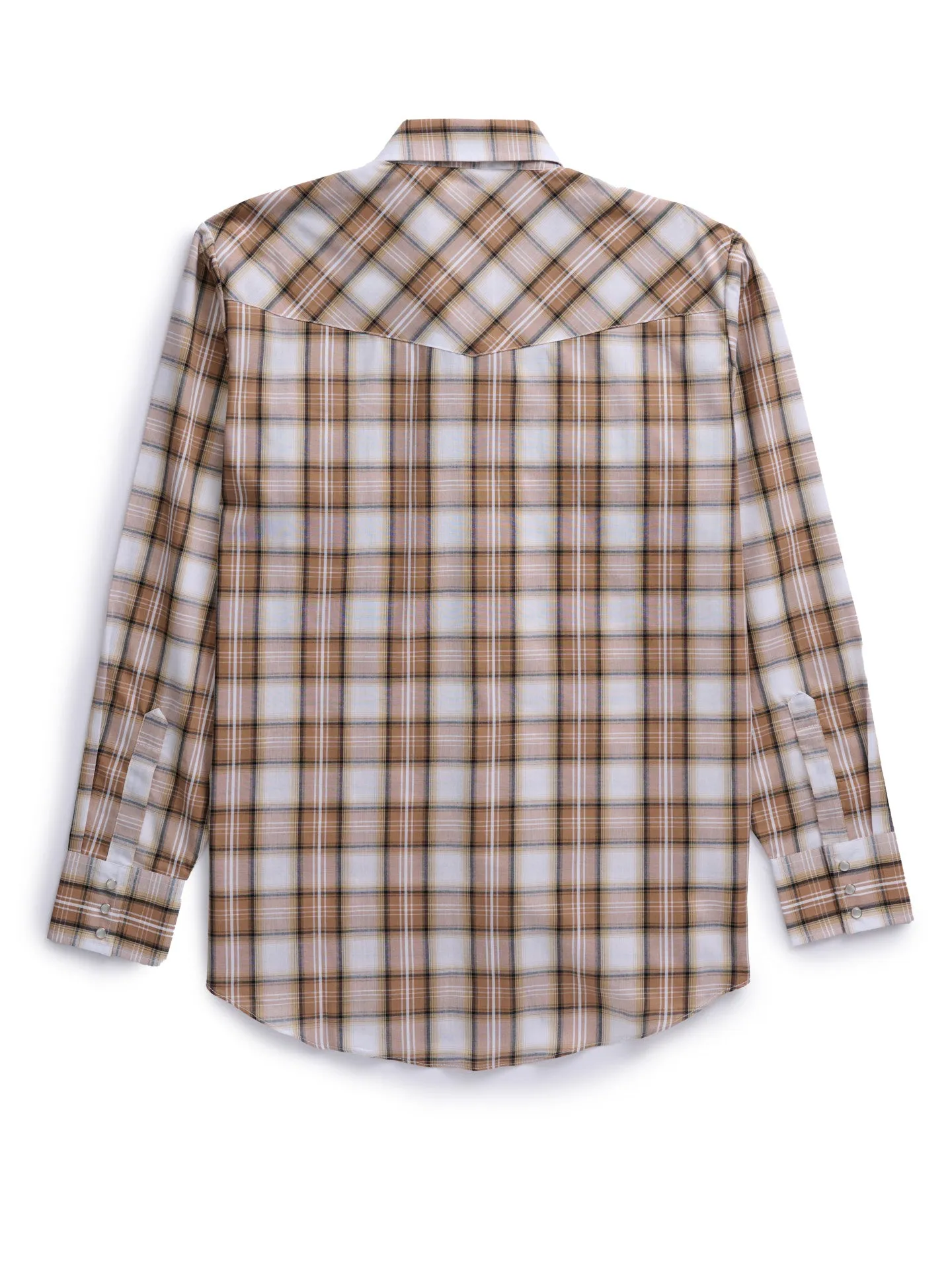 Men's Ely Cattleman Long Sleeve Textured Plaid Western Snap Shirt- Teal & Khaki