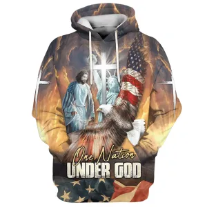 One Nation Under God Hoodie Jesus Eagle American Flag Christian Cross Hoodies Jesus Hoodie