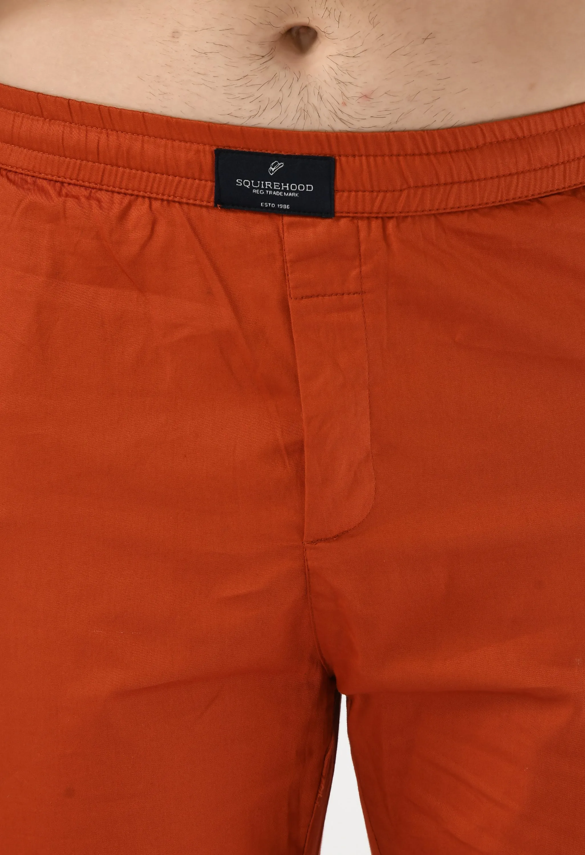 Orange Solid Cotton Twill Men's Trouser