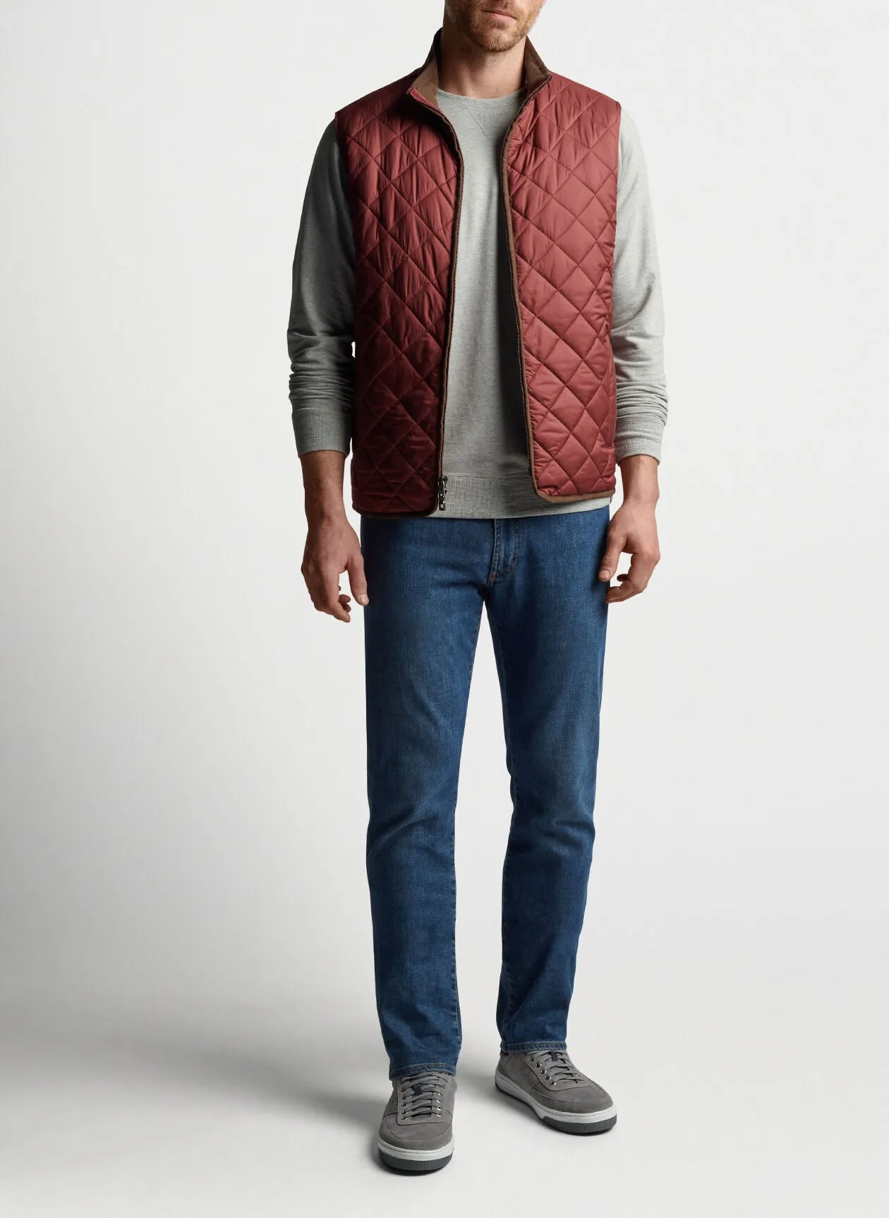 PETER MILLAR ESSEX QUILTED TRAVEL VEST - CLARET
