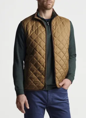 PETER MILLAR ESSEX QUILTED TRAVEL VEST - KHAKI