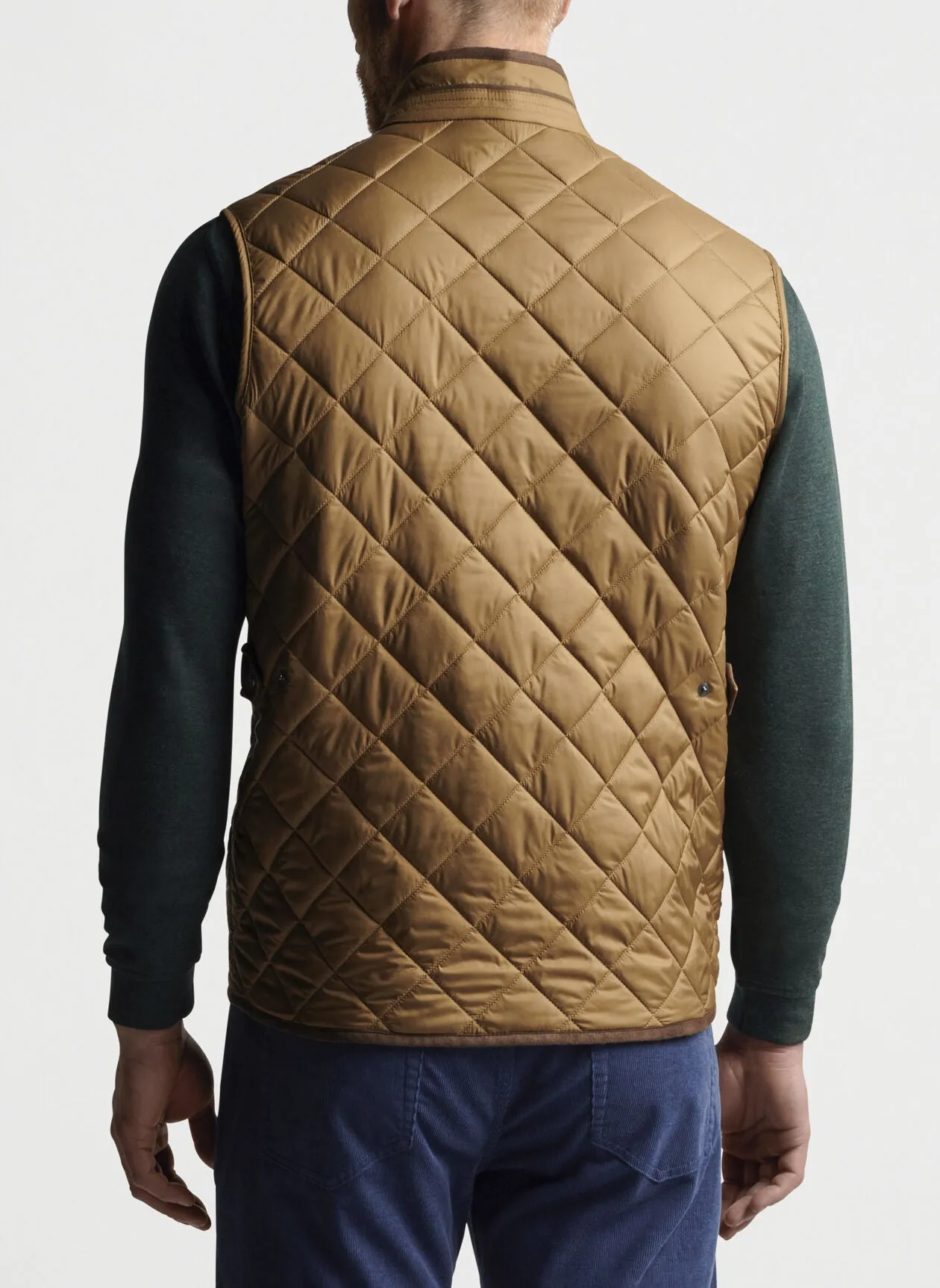 PETER MILLAR ESSEX QUILTED TRAVEL VEST - KHAKI