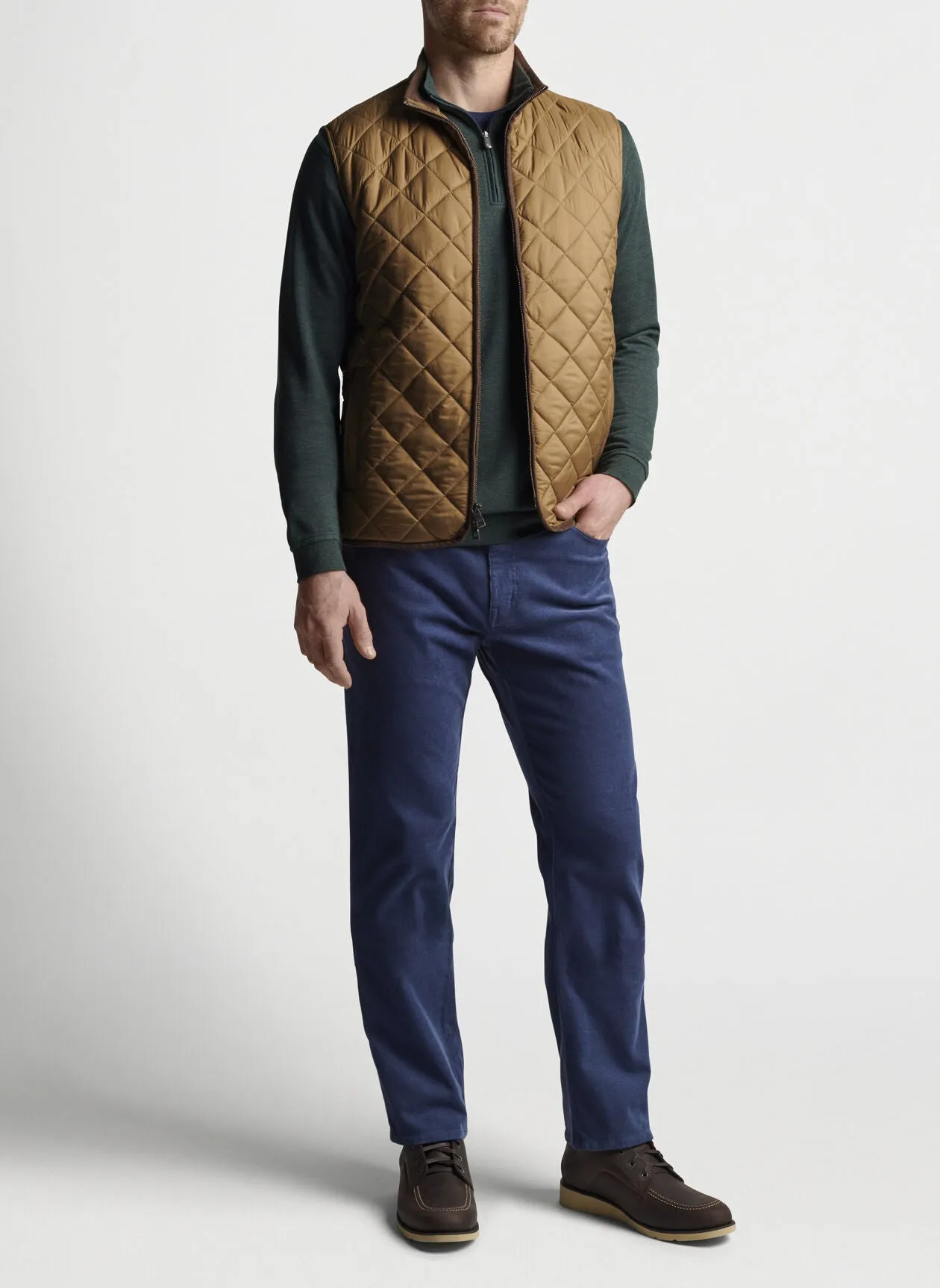 PETER MILLAR ESSEX QUILTED TRAVEL VEST - KHAKI