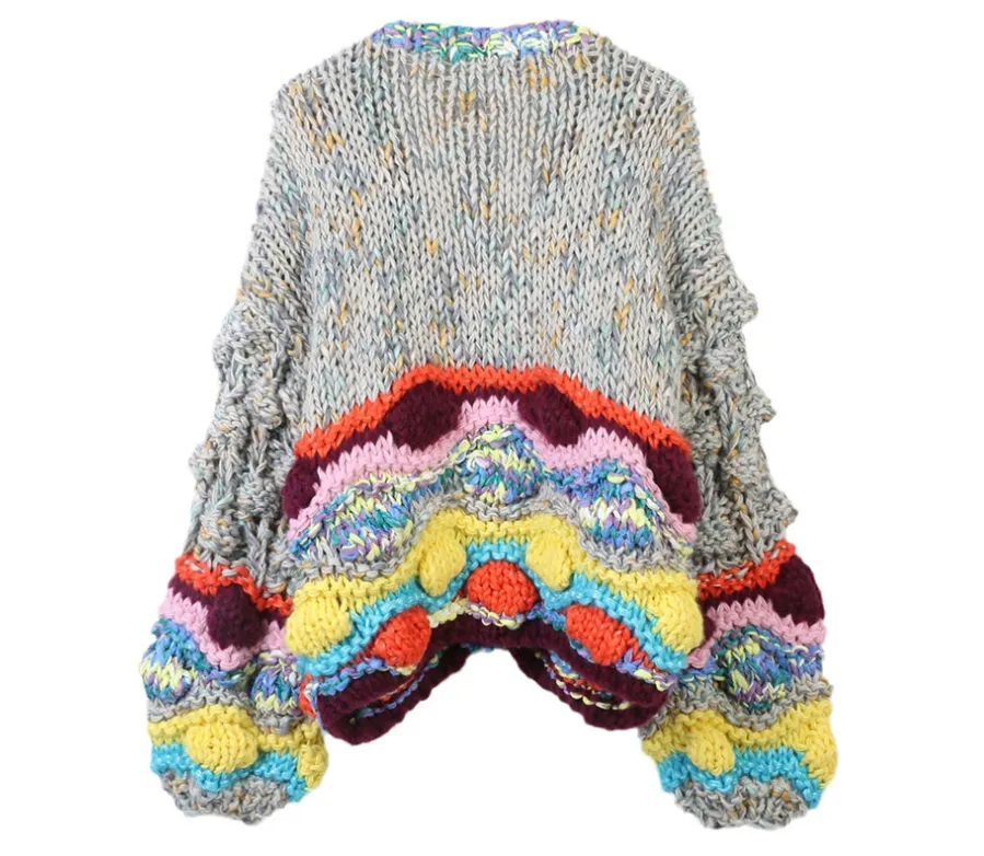 Pre Order:  Knitted V-Neck Loose Cardigan Sweater