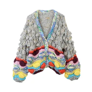 Pre Order:  Knitted V-Neck Loose Cardigan Sweater
