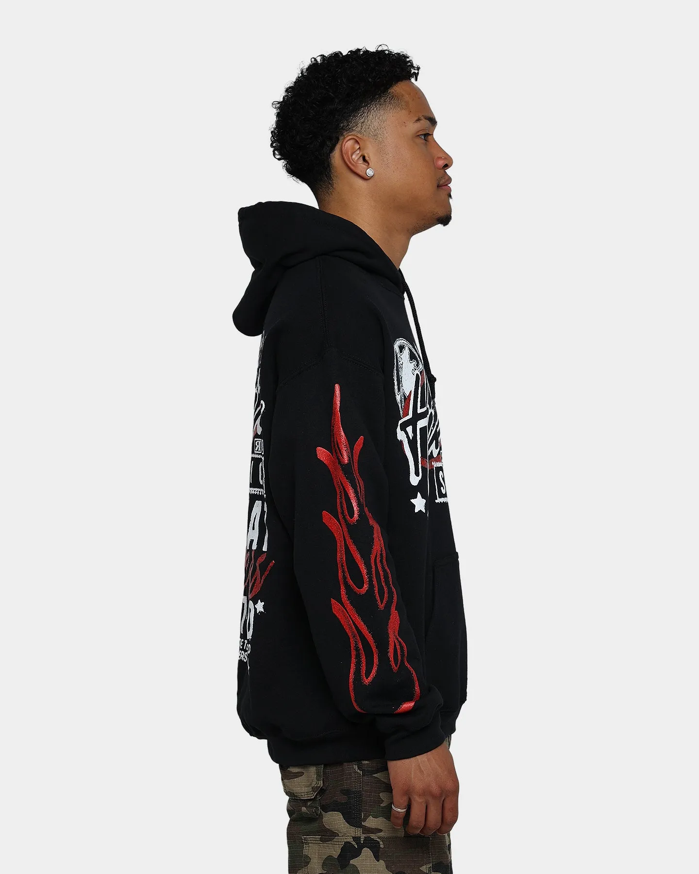 Rats Get Fat South Of Heaven Glitter Print Hoodie Black