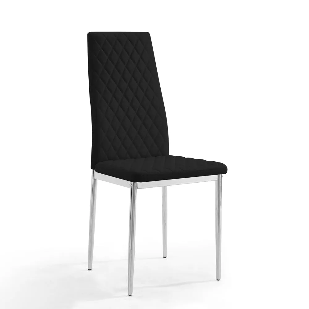 Rocco Concrete Effect Dining Table & 4 Sierra Chairs, Black with Silver Legs