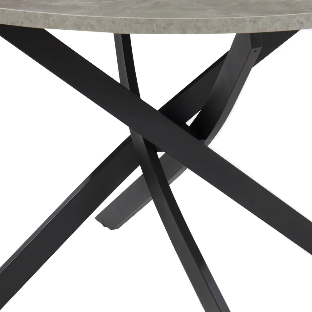 Rocco Concrete Effect Dining Table & 4 Sierra Chairs, Black with Silver Legs