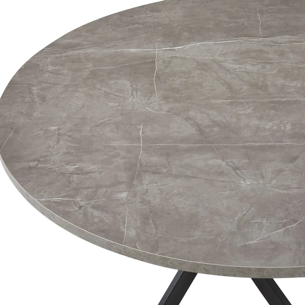 Rocco Concrete Effect Dining Table & 4 Sierra Chairs, Black with Silver Legs