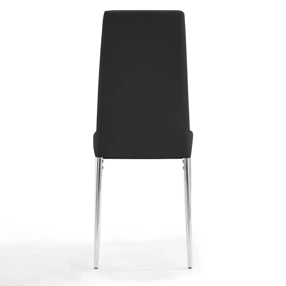 Rocco Concrete Effect Dining Table & 4 Sierra Chairs, Black with Silver Legs