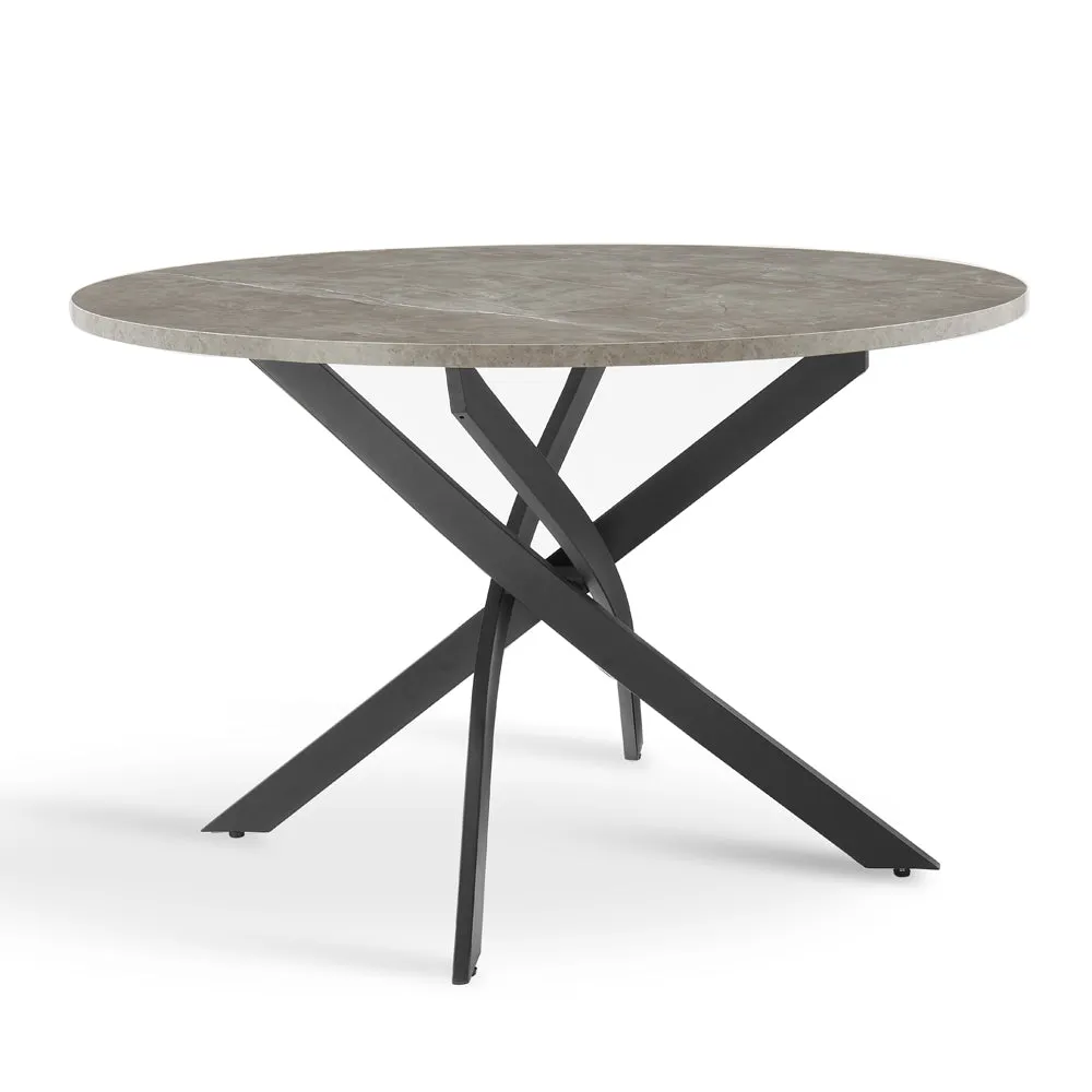 Rocco Concrete Effect Dining Table & 4 Sierra Chairs, Black with Silver Legs