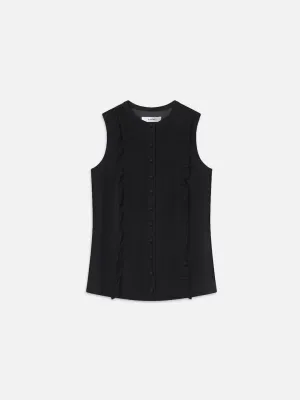 Sleeveless Ruffle Trimmed Blouse ~ Black