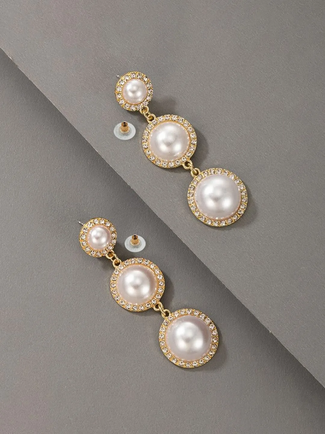 Yellow Chimes Earrings for Women and Girls Fashion White Pearl Dangler Earrings | Gold Plated Crystal Pearl Drop Dangler Earrings | Birthday Gift for Girls & Women Anniversary Gift for Wife